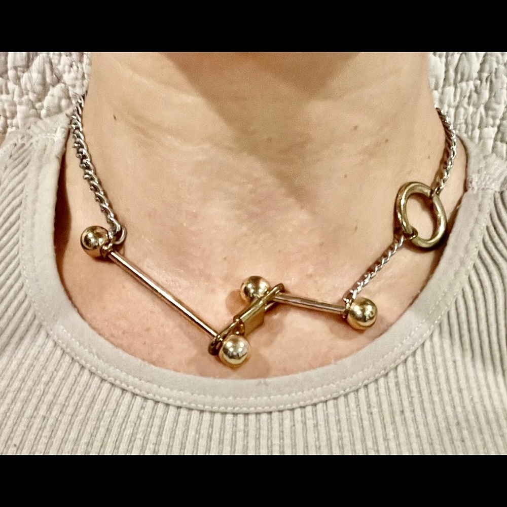 Vintage Steampunk inspired unisex contemporary silver gold chain necklace
